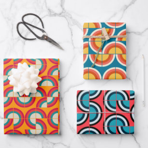 Feuille De Papier Cadeau Cercles Modestes Du Milieu Du Siècle