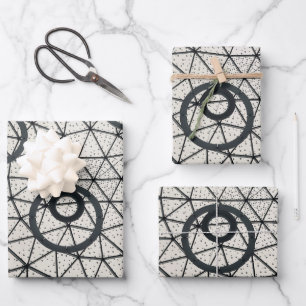 Feuille De Papier Cadeau Cercles noirs et blancs