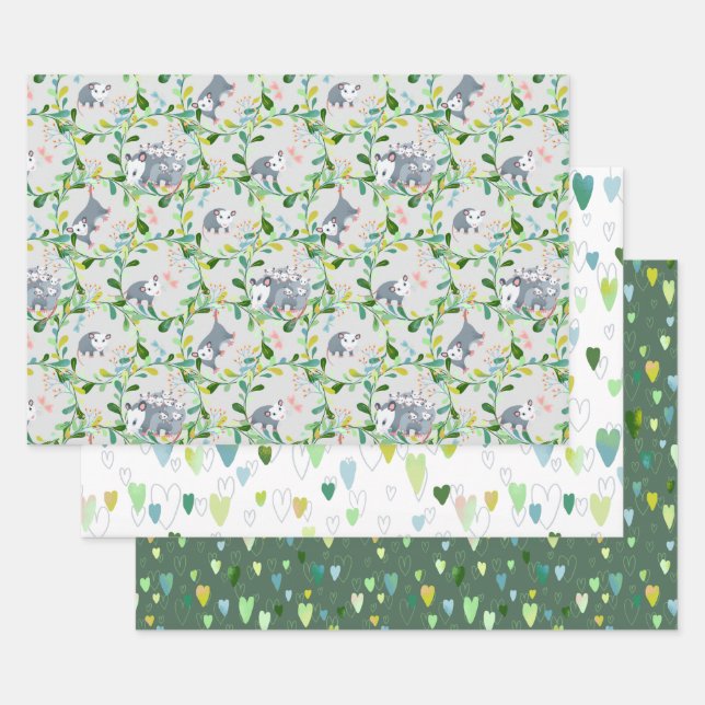 Feuille De Papier Cadeau Cercles Opossum Enveloppement Gift Enveloppement P (Lot)