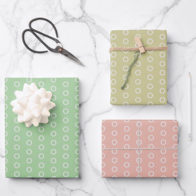 Feuille De Papier Cadeau Cercles Pastel sur (Recto)