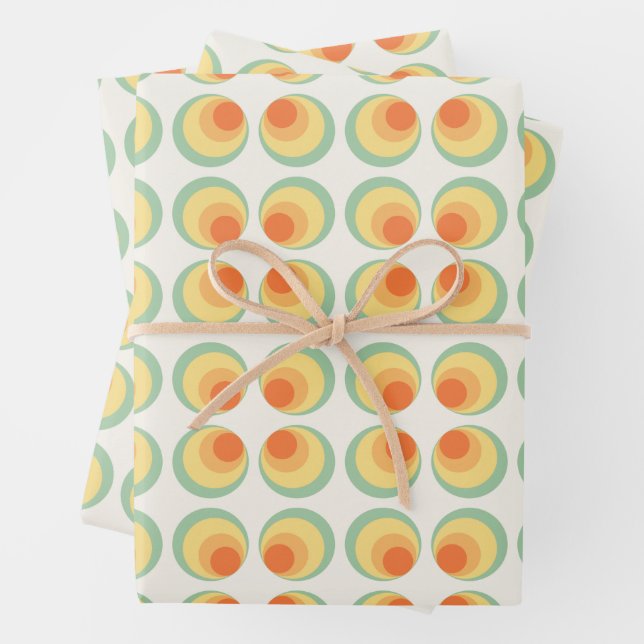 Feuille De Papier Cadeau Cercles vintages motif (En situation)