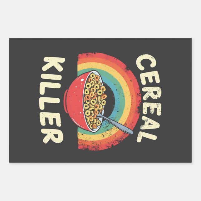 Feuille De Papier Cadeau Céréales Killer Mens Food Pun True Crime (Devant)