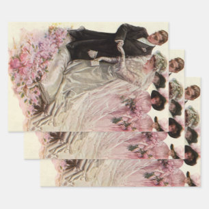 Feuille De Papier Cadeau Cérémonie de mariage victorien vintage de la marié