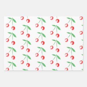 Feuille De Papier Cadeau Cerise à aquarelle rouge