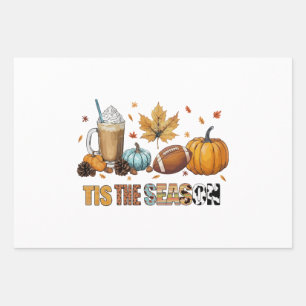Feuille De Papier Cadeau C'est la saison Herbstzeit mit Football und Kaffee