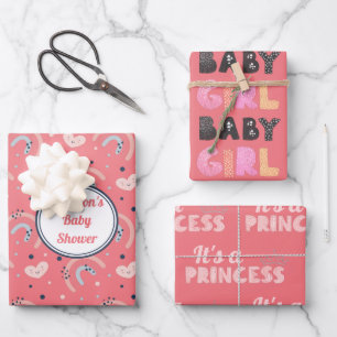 Feuille De Papier Cadeau C'est le Baby shower Princesse Bébé Fille