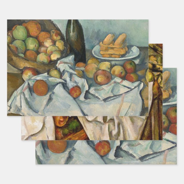 Feuille De Papier Cadeau Cezanne Panier Pommes Impressionnisme Art (Lot)
