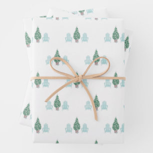 Feuille De Papier Cadeau Chaises Adirondack Coastal Christmas Seashell Tree