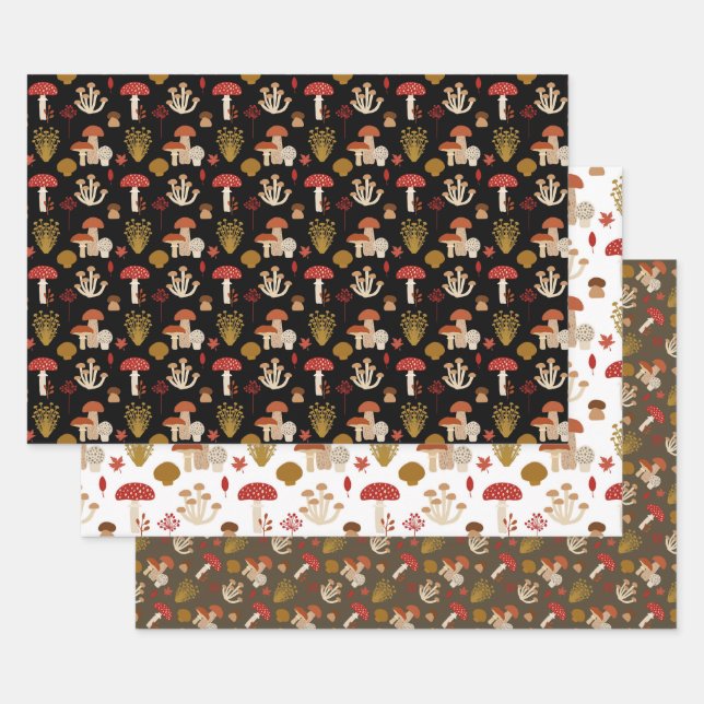 FEUILLE DE PAPIER CADEAU CHAMBRES MUSHROOMS ET MAGASIN (Lot)