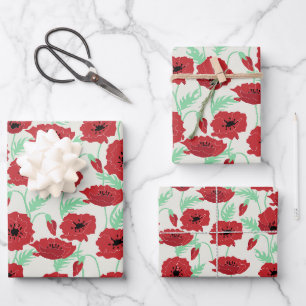 FEUILLE DE PAPIER CADEAU CHAMP POPPY