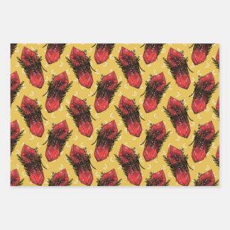 Feuille De Papier Cadeau Champignons et cristaux