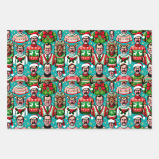 Feuille De Papier Cadeau Chandail de Noël "laid" avec motifs humoristiques