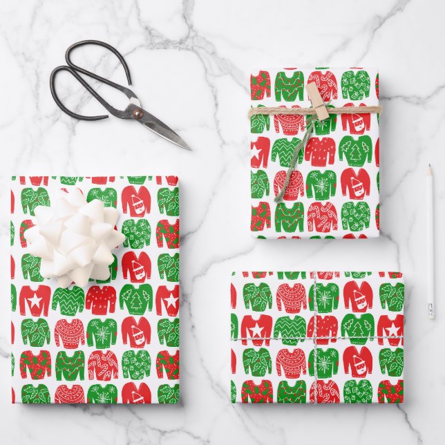 Feuille De Papier Cadeau Chandail de Noël moche Joyeux cadeau de vacances (Recto)