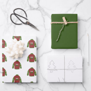 Feuille De Papier Cadeau Chandail de Noël Rouge Vert blanc