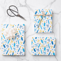 Chanukah bougies brûlant blanc bleu or