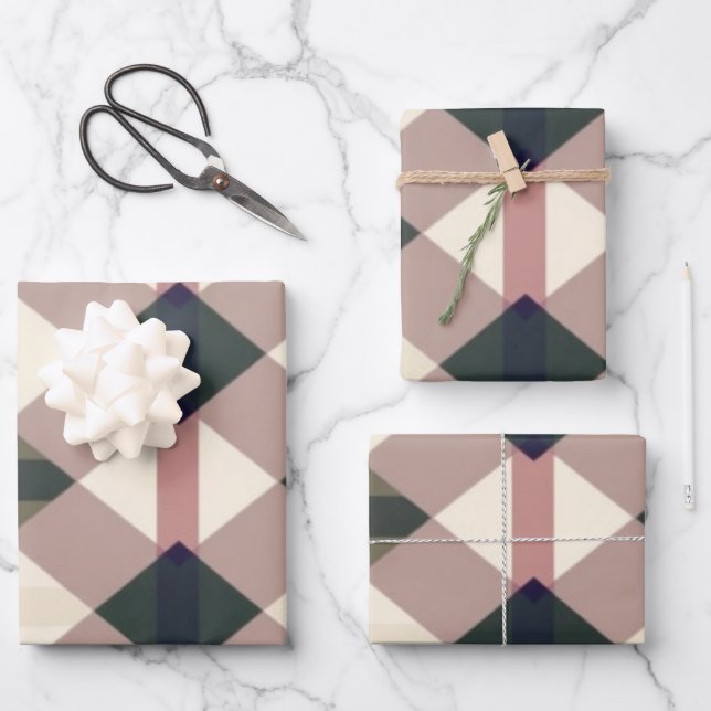 Feuille De Papier Cadeau Charmant Anglais Folk Plaid : Tradition Rustique (Recto)