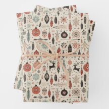 Charmante plumes de Noël beige et rennes