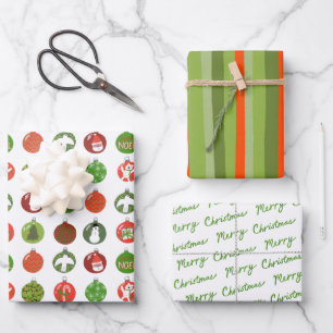 Feuille De Papier Cadeau Charmantes ornements de Noël Variété de Noël