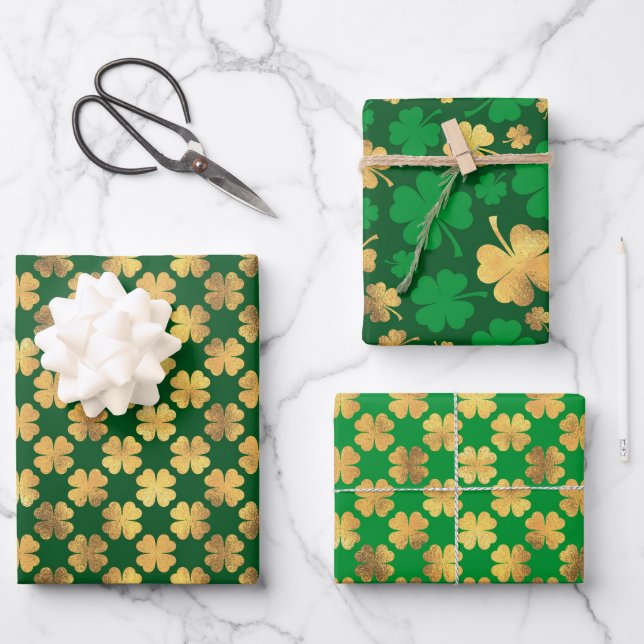 Feuille De Papier Cadeau Charme de Clover d'or 🍀 (Recto)
