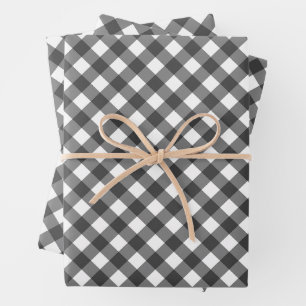 Feuille De Papier Cadeau Charme de Ferme Rustique Monochrome Vérificateur G