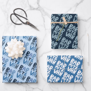 Feuille De Papier Cadeau Charming Bar Mitzvah Handlett Jewish Blue Fun
