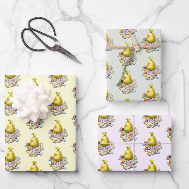 Feuille De Papier Cadeau Chasse aux oeufs de Pâques (Recto)