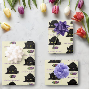 Feuille De Papier Cadeau Chasse aux œufs de Pâques de chat noir Vacances Ja