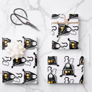Feuille De Papier Cadeau Chat à l'envers Personnage de dessin animé drôle