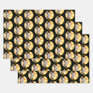 Feuille De Papier Cadeau Chat Avec Cupcake Sparkler