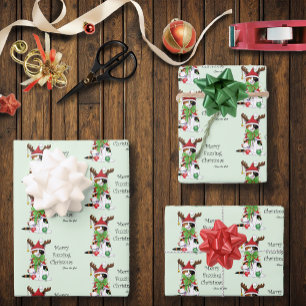 Feuille De Papier Cadeau Chat Calico de Noël amusant