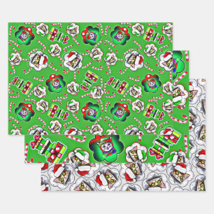 Feuille De Papier Cadeau Chat de Noël - Chat de Noël
