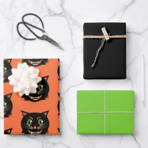 Feuille De Papier Cadeau Chat noir vintage