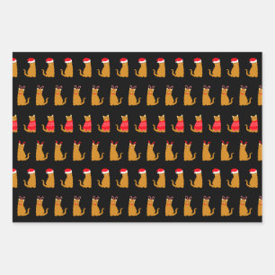 Feuille De Papier Cadeau Chats de gingembre de Noël en Casquette festif