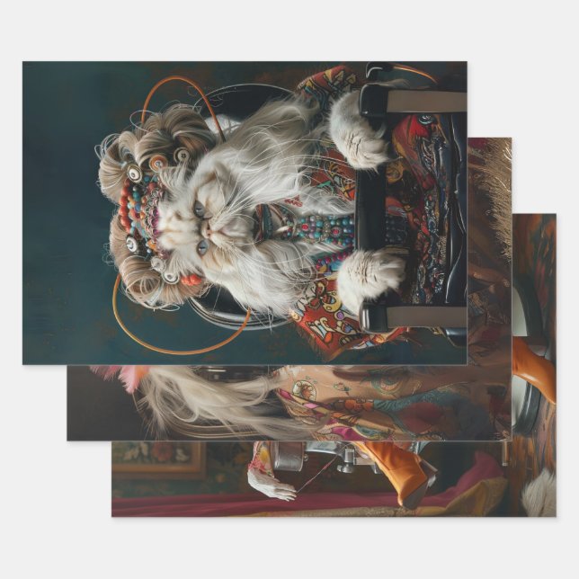 Feuille De Papier Cadeau Chats flamands au salon Découpage (Lot)
