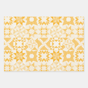 Feuille De Papier Cadeau Cheater Traditionnel Patchwork Stars Quilt Blanc