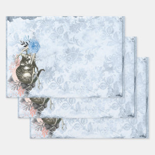 Feuille De Papier Cadeau Cheshire Cat Alice au Pays des merveilles Bleu
