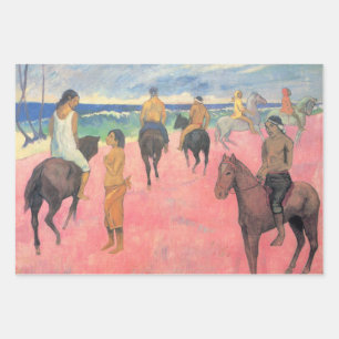 Feuille De Papier Cadeau Cheval sur la plage à Tahiti (Paul Gaugin)