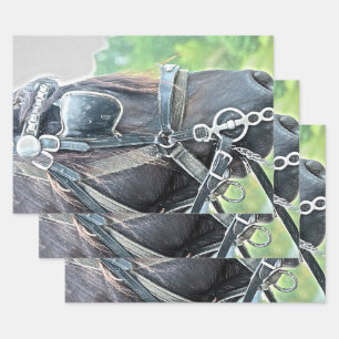 Feuille De Papier Cadeau Cheval Western Rustic Brown Découpage vert