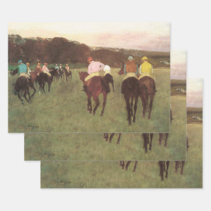 Feuille De Papier Cadeau Chevaux de course à Longchamp par Edgar Degas