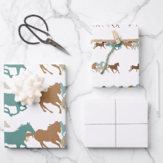 Feuille De Papier Cadeau Chevaux sauvages qui courent