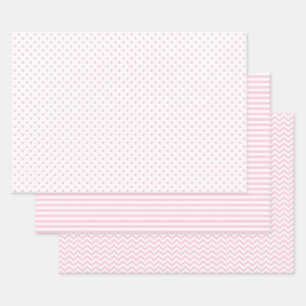 Feuille De Papier Cadeau Chevron Pois de Pink et White Stripes