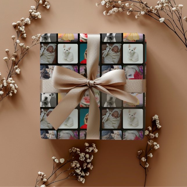 Feuille De Papier Cadeau Chic Black 9 Carré photo Insta Motif (Créateur téléchargé)