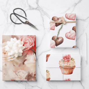 Feuille De Papier Cadeau Chic Blush Rose Cupcake Anniversaire