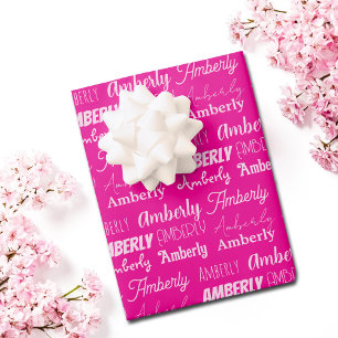 Feuille De Papier Cadeau Chic Hot Rose Girls Anniversaire Personnalisé