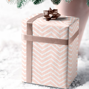 Feuille De Papier Cadeau Chic moderne blanc & rose rayures, Chevron & Dots