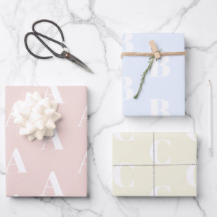 Feuille De Papier Cadeau Chic rose pâle rose pâle crème personnalisée monog