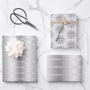 Feuille De Papier Cadeau Chic Ruban Argenté Nœud Papillon Shower Mariée