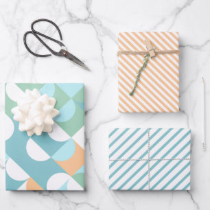 Feuille De Papier Cadeau Chic Turquoise bleu vert cercles Art Motif