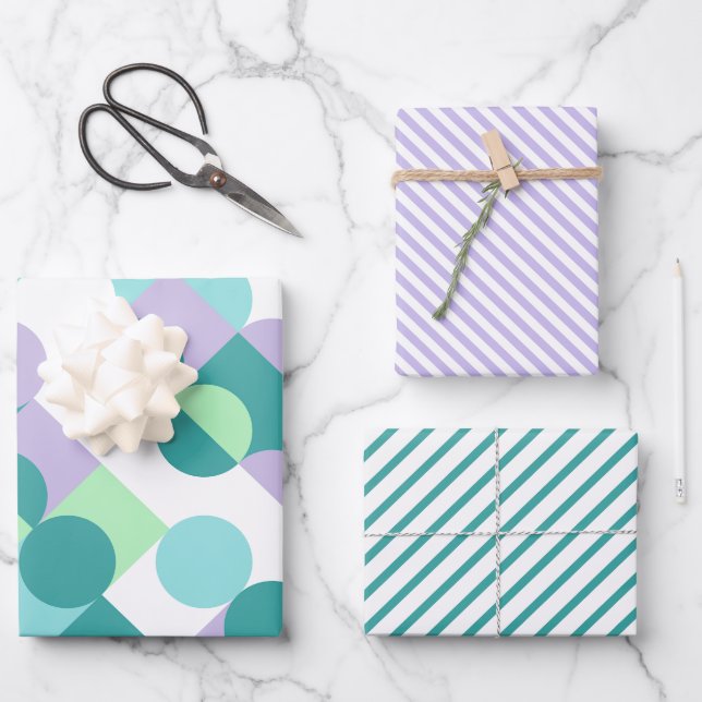 Feuille De Papier Cadeau Chic Turquoise Blue Mint Green Circles Motif d'art (Recto)