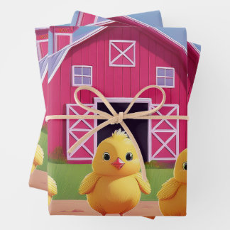 Feuille De Papier Cadeau Chicks in Barnyard Happy Spring